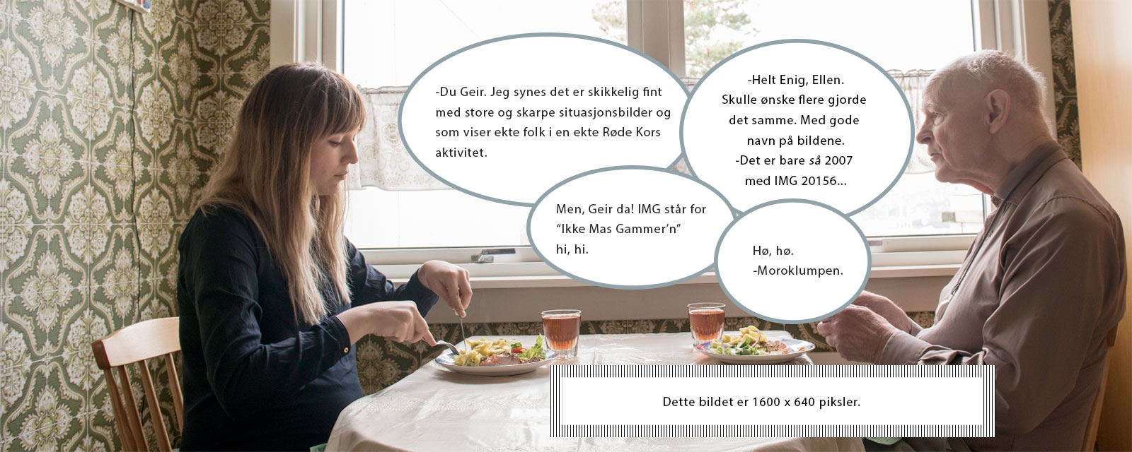 Illustrasjon med snakkebobler om bilder