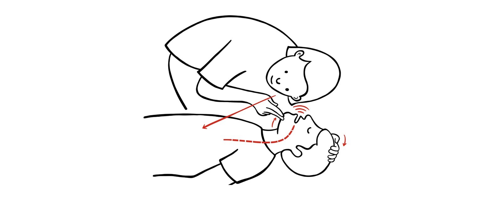 Illustrasjon av en person som utfører førstehjelp