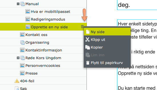 Slik oppretter du en ny side i Episerver.