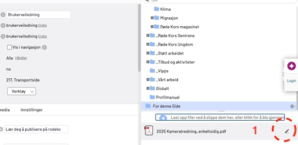 Bildet viser grensesnitt epi dokument