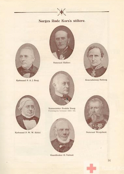 Gammel dokument med 7 gamle ovale forto av eldre bemidlede herrer