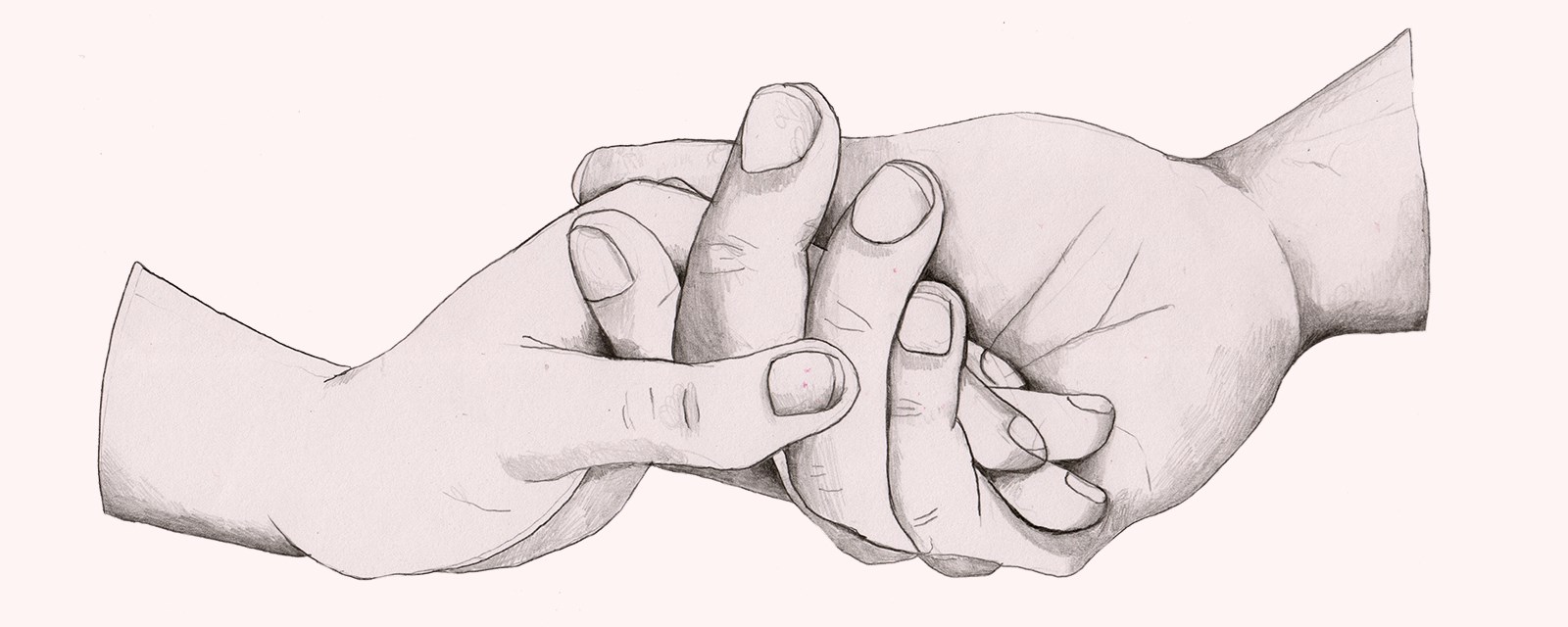 Tegning av to hender som holder hverandre