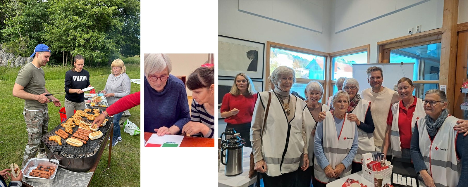 En collage av frivillige i aktivitet