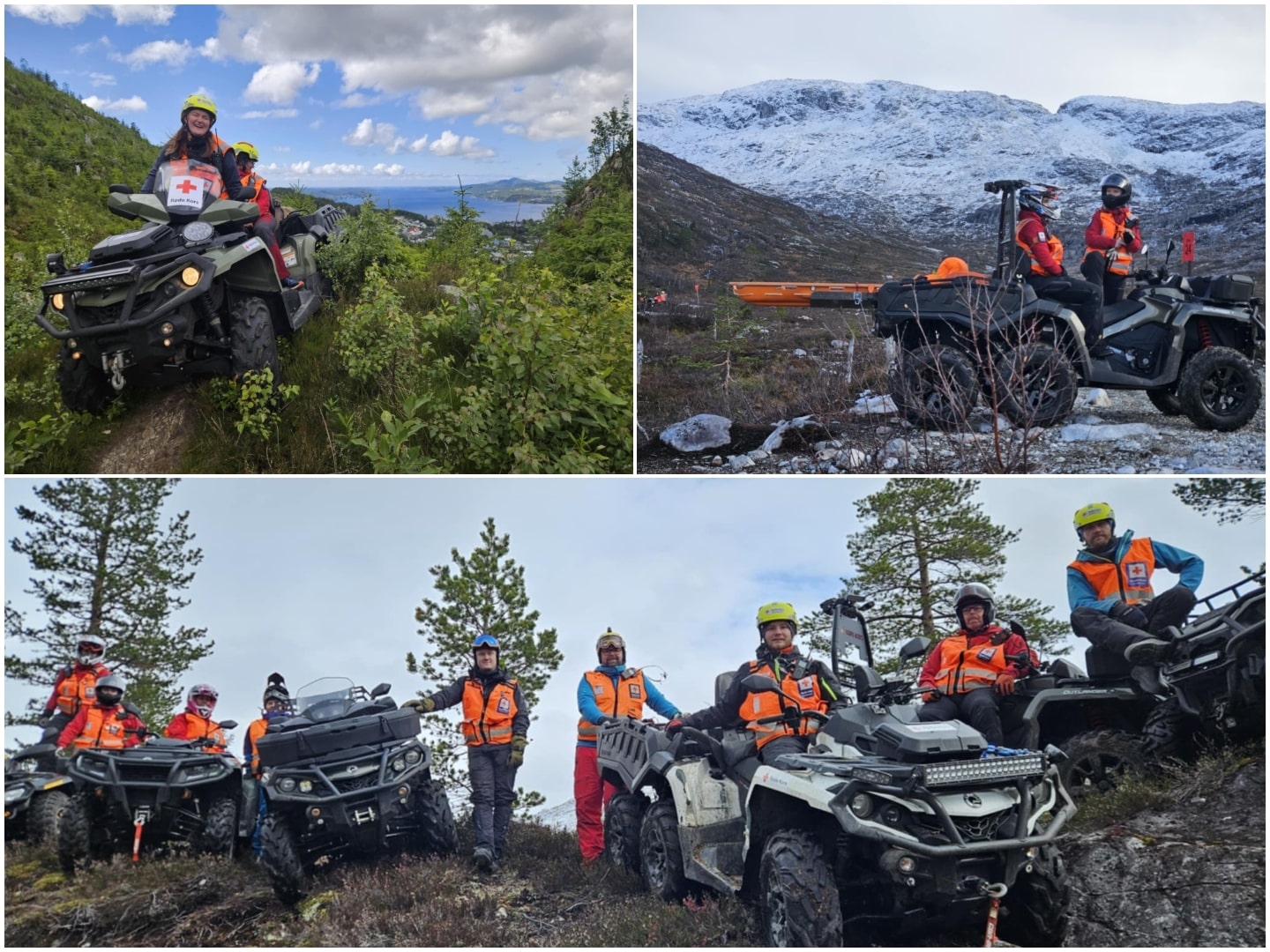 Collage av ATV-førere for Røde Kors Hjelpekorps.