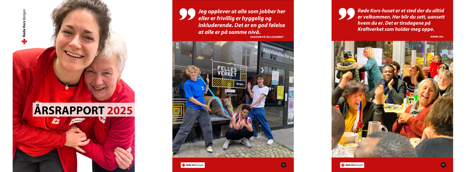 Her er noen sider fra årsrapporten til Bergen Røde Kors i 2025. Bla deg gjerne gjennom hele. Det er mye godt lesestoff om alle aktivitetene. 