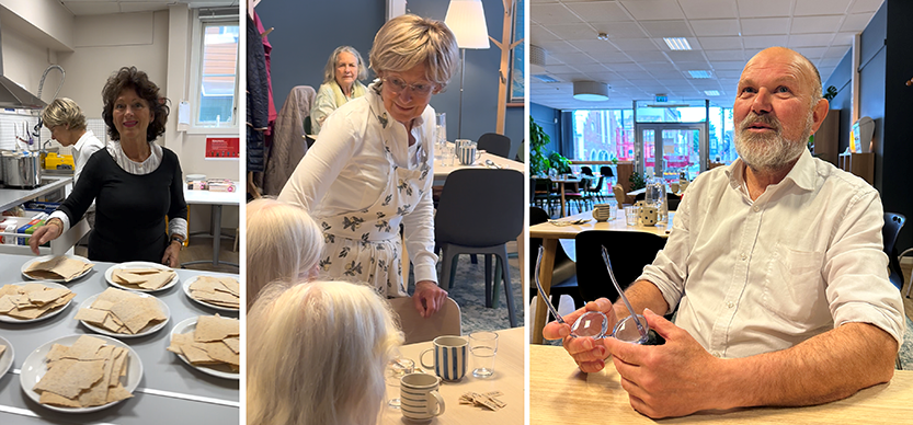 Ingjerd, Patricia og Svein Magnus er frivillige i Bergen Røde Kors og har gode råd til seniorer.