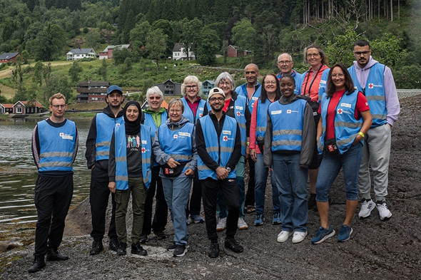 Ei gruppe Røde Kors-frivillige