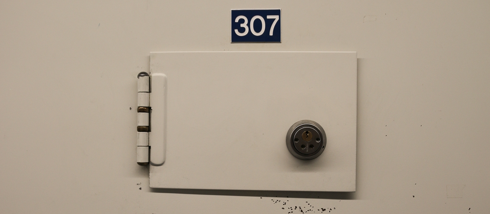 En lukket celledør. 