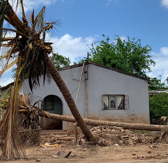 A house torne by the cyclone in Mozambique