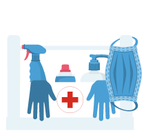 Covid prevention items illustration