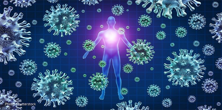 Virusceller omgir menneskekropp