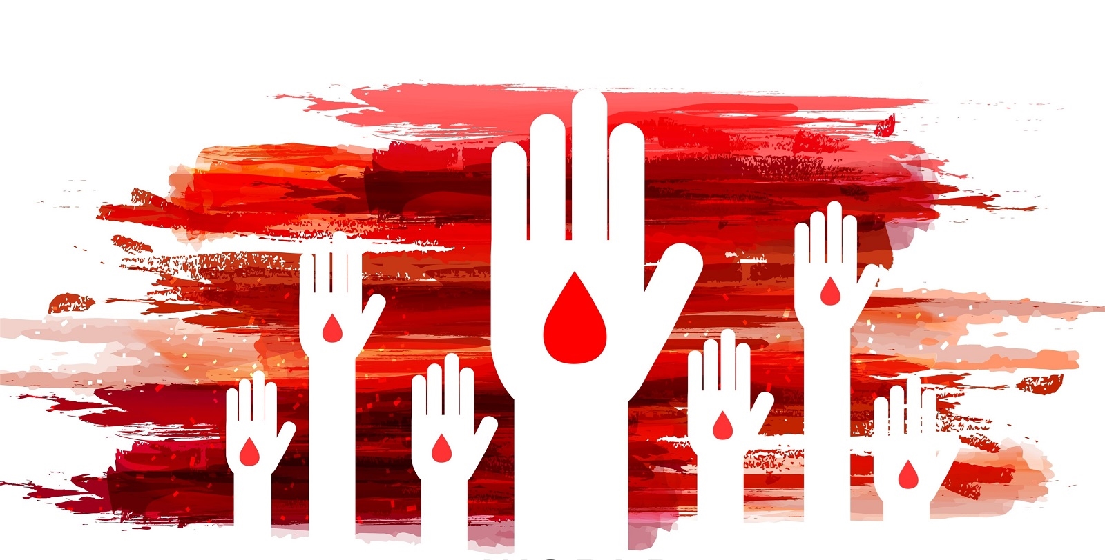 Hender i været for blodgivning med rød bakgrunn