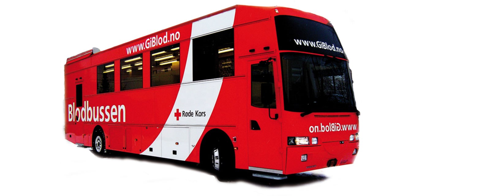 Blodbussen ble i 2008 gitt som gave fra Røde Kors til Blodbanken ved Haukeland universitetssykehus.