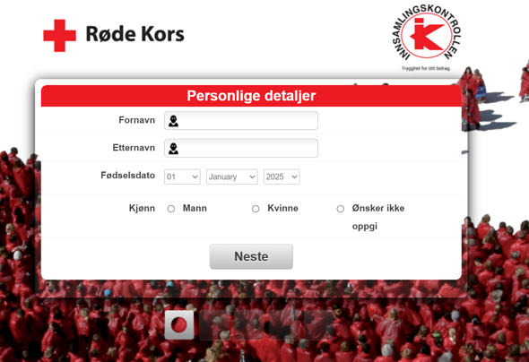 Viser skjermbilde av registreringsskjema