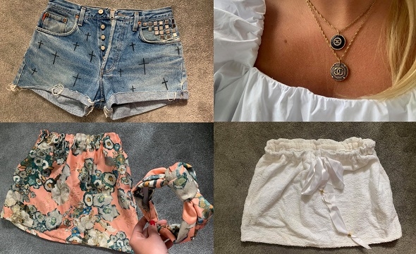 Diverse plagg som har blitt sydd om til noe nytt