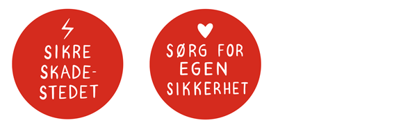 2 røde sirkler - illustrasjon - sikre skadested og deg selv