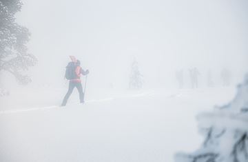 Bilde fra skredøvelse i Trondheim. Trener på søk og redning i snøskred.