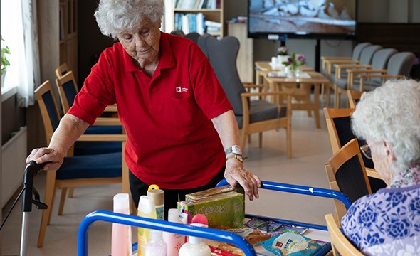 dame med et rullebord