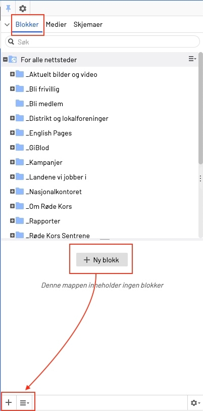 Viser mappestruktur i episerver