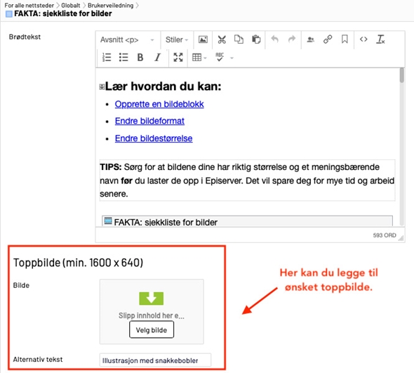 toppbilde i redigeringsmodus